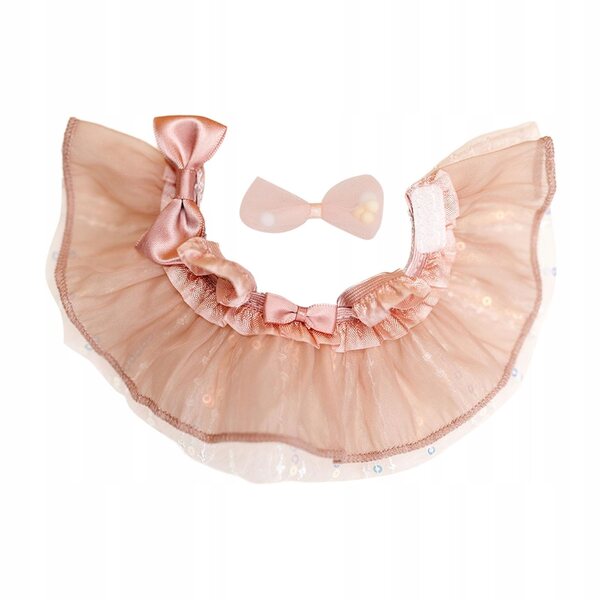 Rosa Kleid für 17-cm-Puppen mit Kopfschmuck: ein Set modischer Kleidung