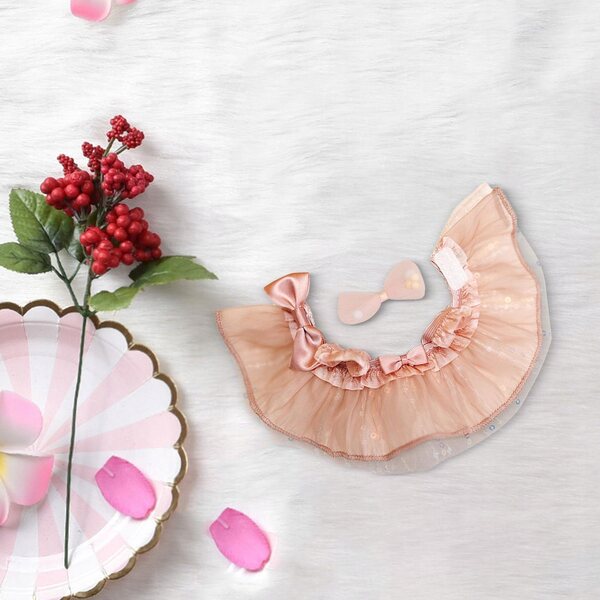 Rosa Kleid für 17-cm-Puppen mit Kopfschmuck: ein Set modischer Kleidung