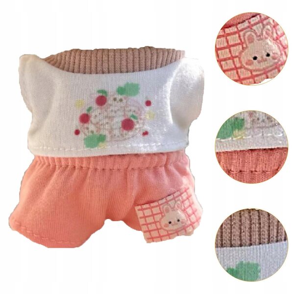Set abbigliamento rosso per bambole 17 cm, maglietta e pantaloni morbidi