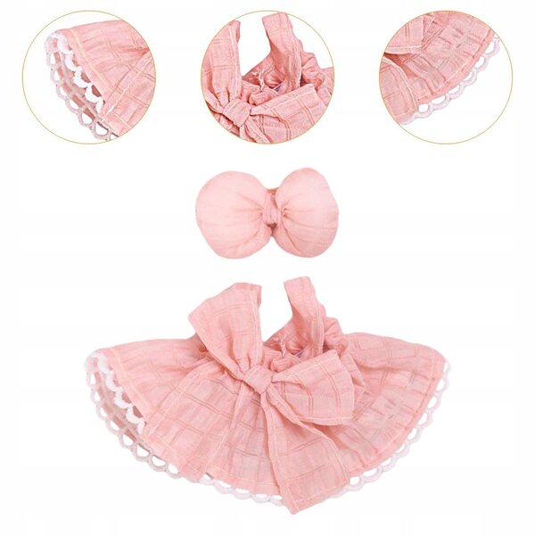 15cm Sukienka dla lalek Photo Prop Fashion Cute Doll Clothes for Party Kids różowa