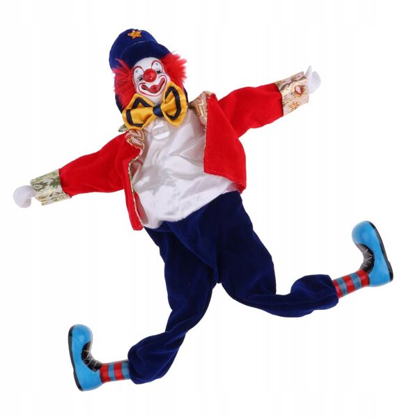 Clown-Mann-Puppe 41 cm aus Porzellan mit rotem Kostüm für Halloween