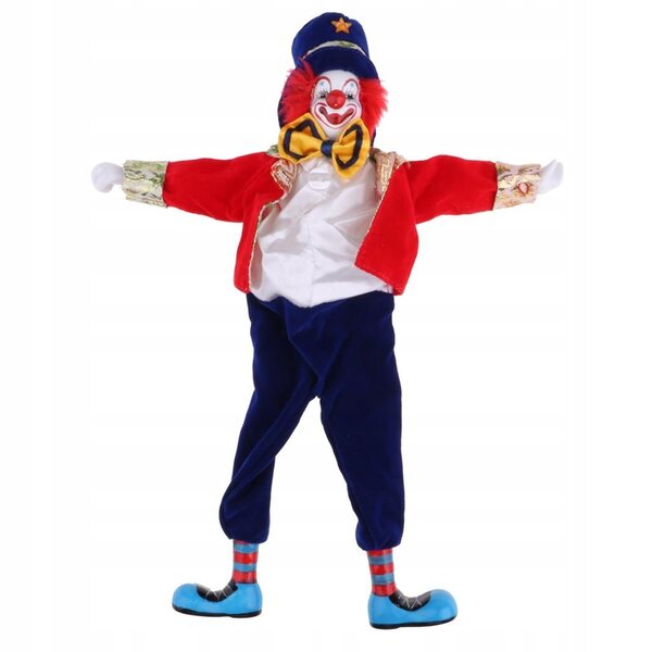 Clown-Mann-Puppe 41 cm aus Porzellan mit rotem Kostüm für Halloween
