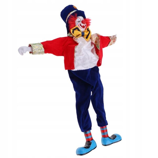 Clown-Mann-Puppe 41 cm aus Porzellan mit rotem Kostüm für Halloween