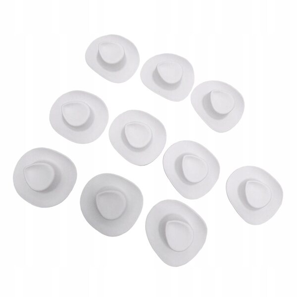 Set 10 Mini Cappelli da Cowboy Western Bianchi per Bambole 1/6 12 cm