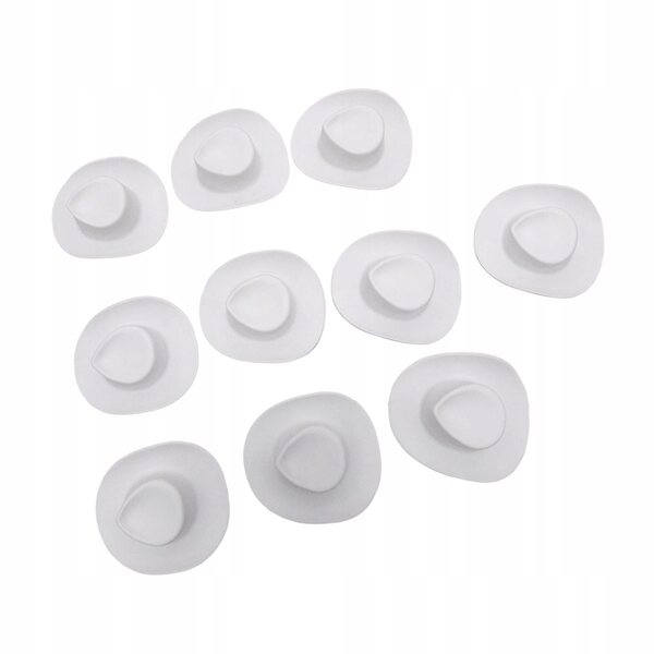 Set 10 Mini Cappelli da Cowboy Western Bianchi per Bambole 1/6 12 cm