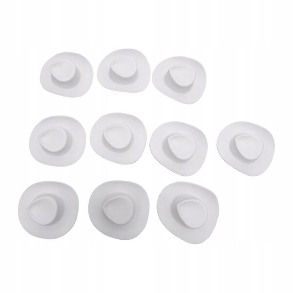 Set 10 Mini Cappelli da Cowboy Western Bianchi per Bambole 1/6 12 cm