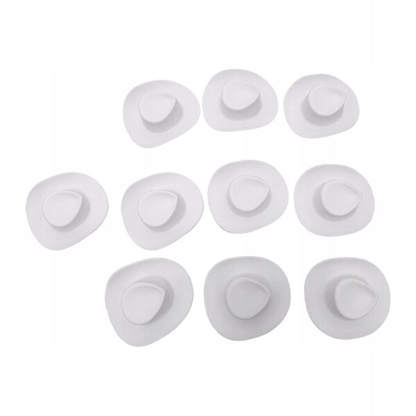 Set 10 Mini Cappelli da Cowboy Western Bianchi per Bambole 1/6 12 cm