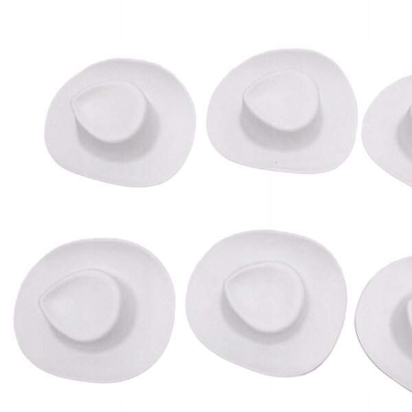 Set 10 Mini Cappelli da Cowboy Western Bianchi per Bambole 1/6 12 cm