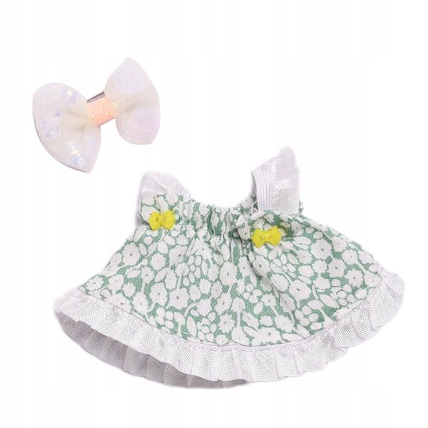 2-teiliges Puppenplüschkleid mit Gürtel, Grün, 17 cm