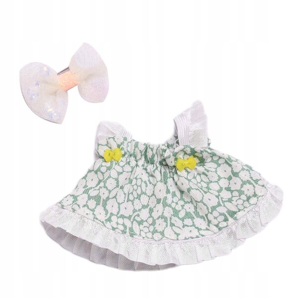 2-teiliges Puppenplüschkleid mit Gürtel, Grün, 17 cm