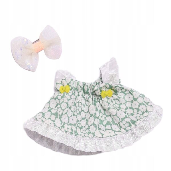 2-teiliges Puppenplüschkleid mit Gürtel, Grün, 17 cm
