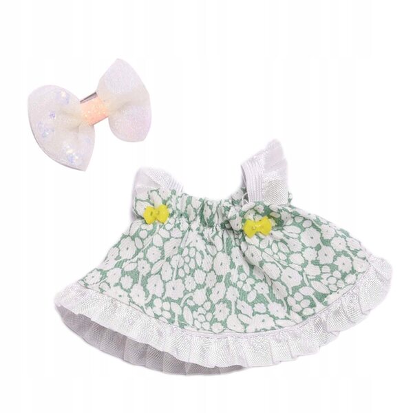 2-teiliges Puppenplüschkleid mit Gürtel, Grün, 17 cm