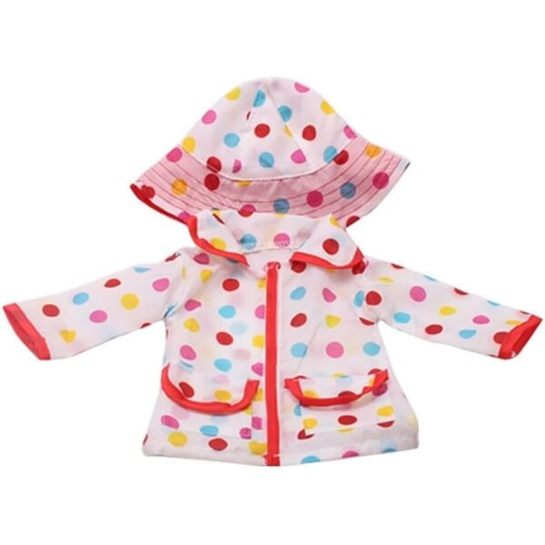 Polka Dot Regenmantel-Set mit Hut für amerikanische Puppe 46 cm – Uterui