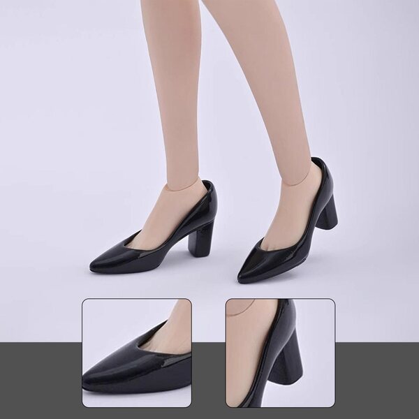 Scarpe eleganti nere per bambole BJD 1/6 realistica decorazione figurine 12 pollici
