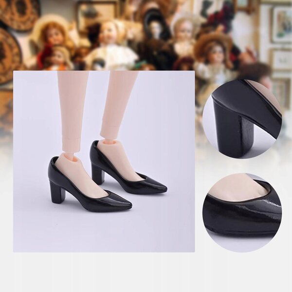 Scarpe eleganti nere per bambole BJD 1/6 realistica decorazione figurine 12 pollici