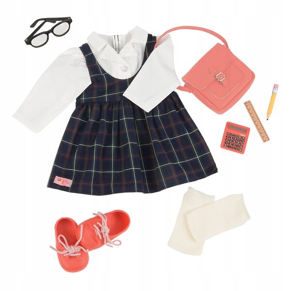 Abbigliamento scolastico per bambola 46 cm Our Generation con accessori matematici