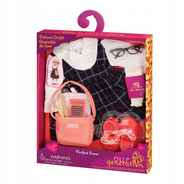 Abbigliamento scolastico per bambola 46 cm Our Generation con accessori matematici