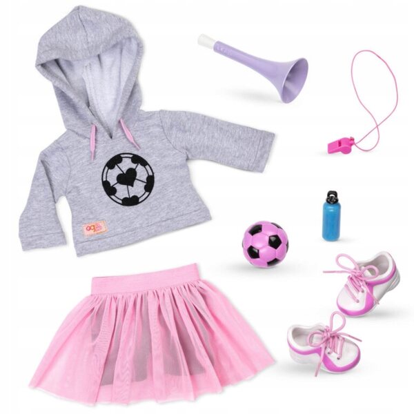 Set abbigliamento calcio per bambole Our Generation 46 cm con accessori sportivi