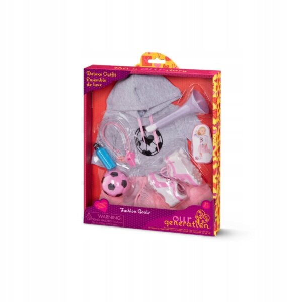 Set abbigliamento calcio per bambole Our Generation 46 cm con accessori sportivi