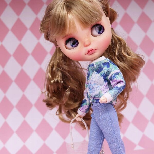Maglia casual per bambole Blythe 1/6 BJD - Blu comodo e alla moda