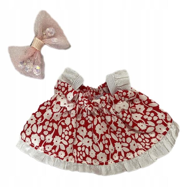 Plüschpuppenkleid mit roten elastischen Accessoires, 2 Stück