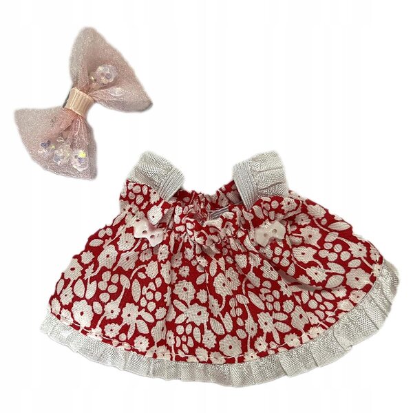 Plüschpuppenkleid mit roten elastischen Accessoires, 2 Stück