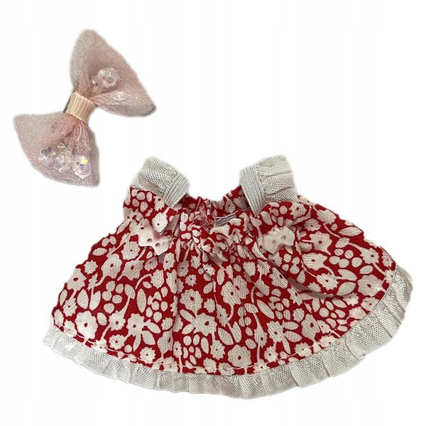 Plüschpuppenkleid mit roten elastischen Accessoires, 2 Stück