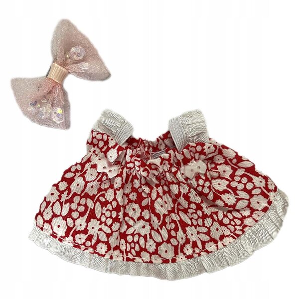 Plüschpuppenkleid mit roten elastischen Accessoires, 2 Stück