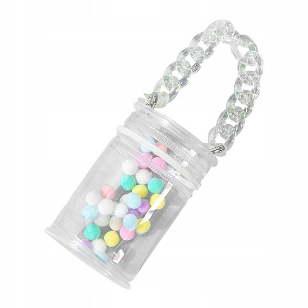 Etui Transparent für Minipuppen mit weißer Kette, tragbarer Organizer 7x7x9,5 cm