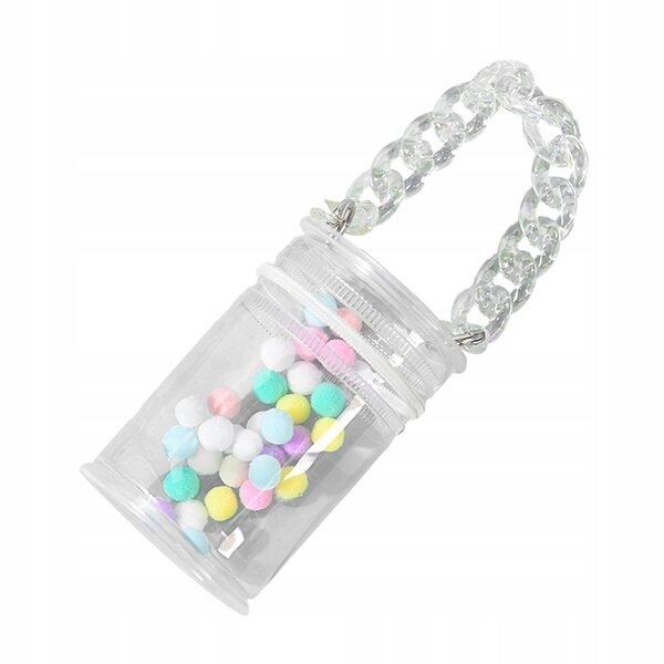Etui Transparent für Minipuppen mit weißer Kette, tragbarer Organizer 7x7x9,5 cm
