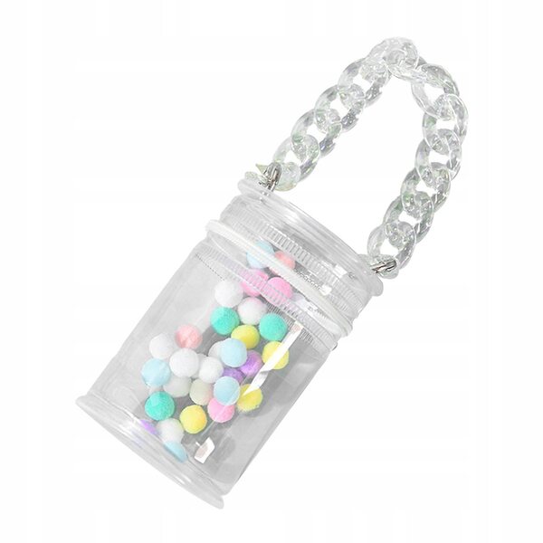 Etui Transparent für Minipuppen mit weißer Kette, tragbarer Organizer 7x7x9,5 cm