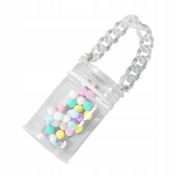 Etui Transparent für Minipuppen mit weißer Kette, tragbarer Organizer 7x7x9,5 cm