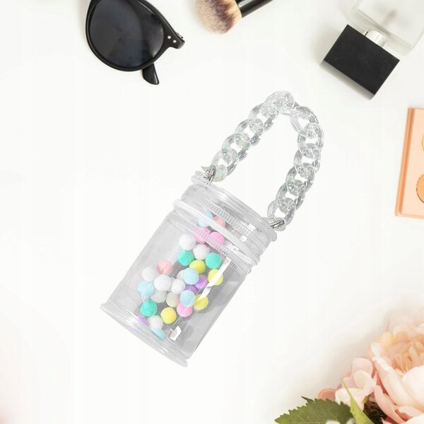 Etui Transparent für Minipuppen mit weißer Kette, tragbarer Organizer 7x7x9,5 cm