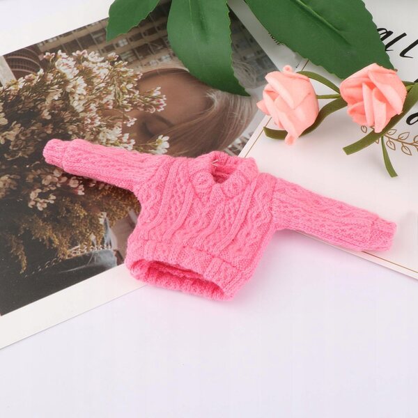Maglione rosa stile miniatura 1/12 per bambole 6 pollici facili da indossare