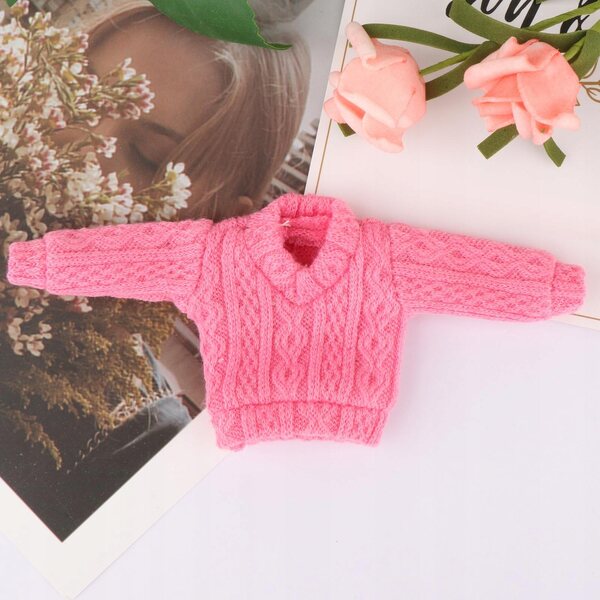 Maglione rosa stile miniatura 1/12 per bambole 6 pollici facili da indossare