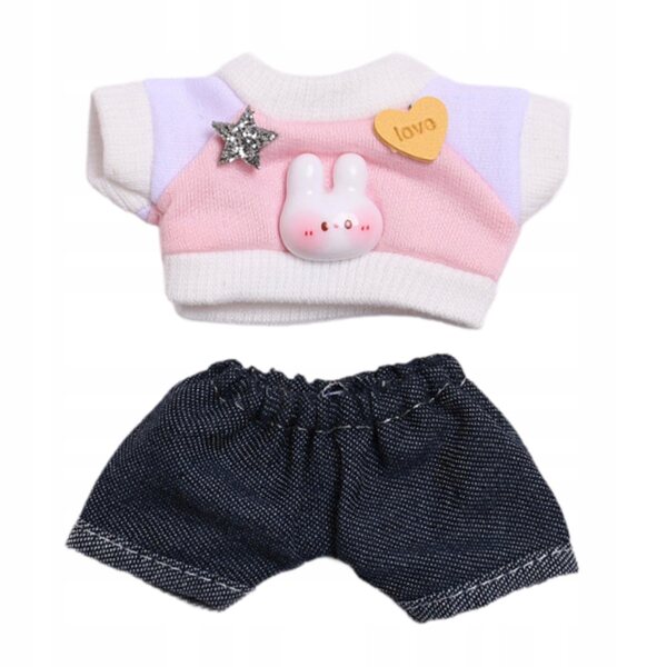 6-Zoll-Puppenkleidung, 2-teiliges Set, rosa T-Shirt und kurze Jeans