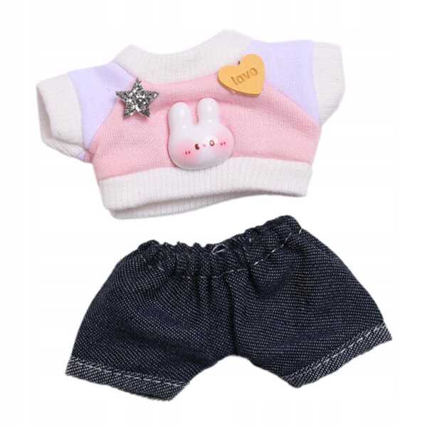 6-Zoll-Puppenkleidung, 2-teiliges Set, rosa T-Shirt und kurze Jeans