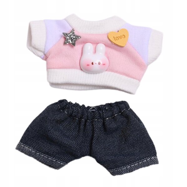 6-Zoll-Puppenkleidung, 2-teiliges Set, rosa T-Shirt und kurze Jeans