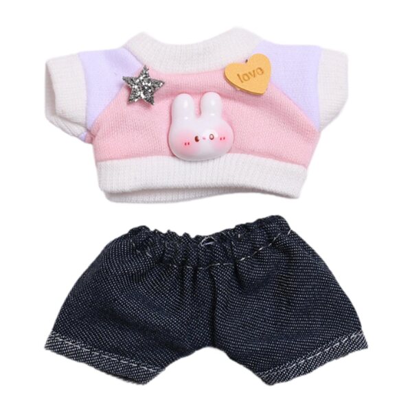 6-Zoll-Puppenkleidung, 2-teiliges Set, rosa T-Shirt und kurze Jeans