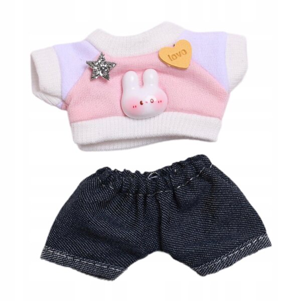 6-Zoll-Puppenkleidung, 2-teiliges Set, rosa T-Shirt und kurze Jeans