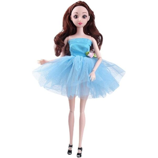 Abito da Balletto Blu per Bambola 30 cm con Gonna in Pizzo a Spalle Scoperte