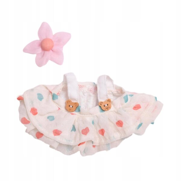 Kleid mit Brosche für 15 cm große Puppen – Kleidung für gelbe Plüschenten, 2 Stück