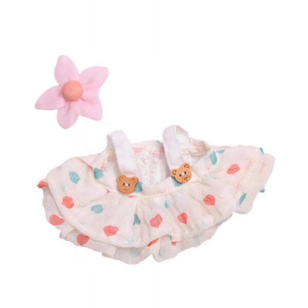 Kleid mit Brosche für 15 cm große Puppen – Kleidung für gelbe Plüschenten, 2 Stück
