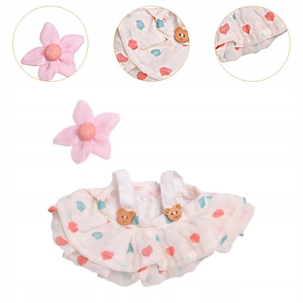 Kleid mit Brosche für 15 cm große Puppen – Kleidung für gelbe Plüschenten, 2 Stück