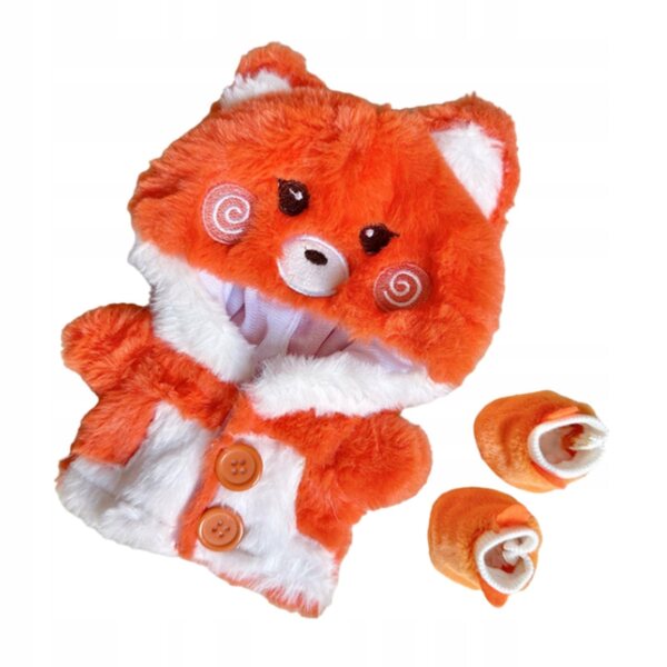 Cosplay-Kostüm für 20-cm-Puppen aus orangefarbenem Kapuzenplüsch