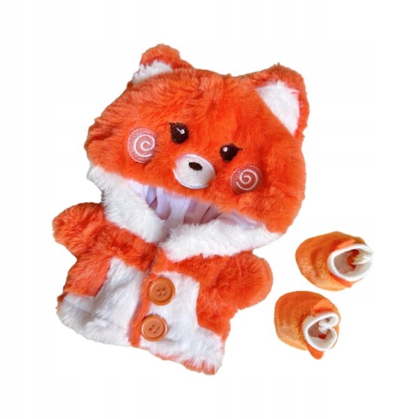 Cosplay-Kostüm für 20-cm-Puppen aus orangefarbenem Kapuzenplüsch