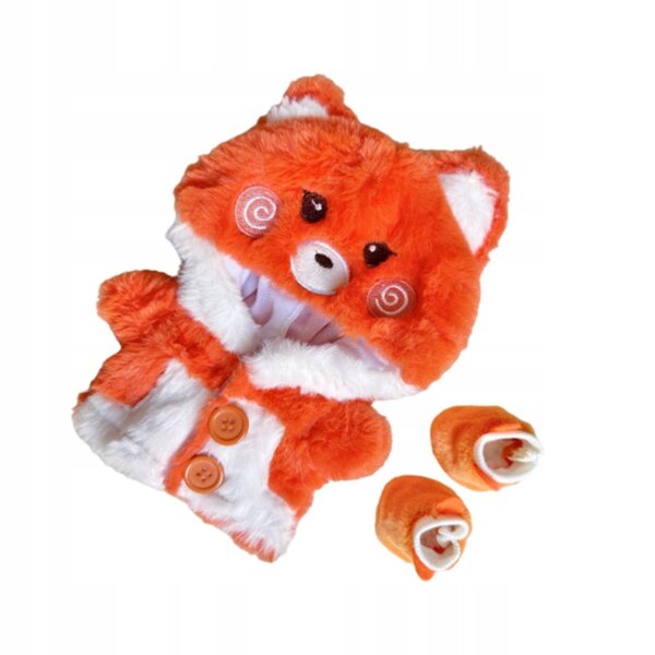 Cosplay-Kostüm für 20-cm-Puppen aus orangefarbenem Kapuzenplüsch