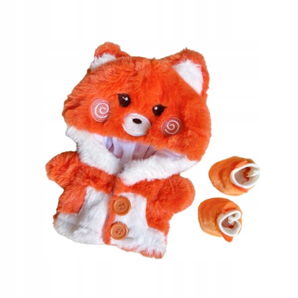 Cosplay-Kostüm für 20-cm-Puppen aus orangefarbenem Kapuzenplüsch