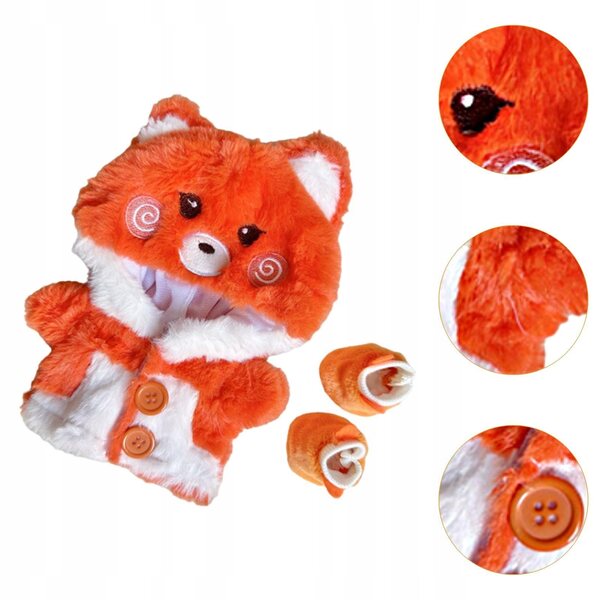 Cosplay-Kostüm für 20-cm-Puppen aus orangefarbenem Kapuzenplüsch