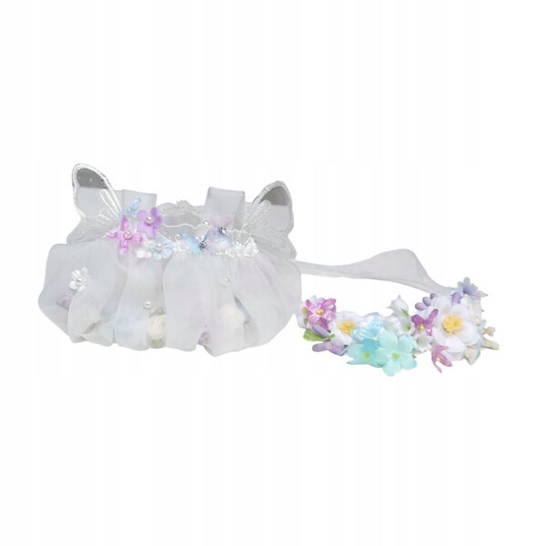Kleid für eine Feenpuppe mit einem lila Stirnband für 15 cm
